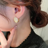Uilz Shell Geometric Hoop Earrings Irregular Zircon Stud Earring