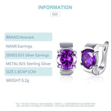 925 Silver Amethyst Hoop Earrings For Women
