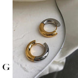 Two Tone Thick Hoop Earrings for Women Stainless Steel Huggie Earring