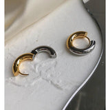 Two Tone Thick Hoop Earrings for Women Stainless Steel Huggie Earring