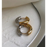 Two Tone Thick Hoop Earrings for Women Stainless Steel Huggie Earring