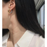 Two Tone Thick Hoop Earrings for Women Stainless Steel Huggie Earring