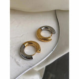 Two Tone Thick Hoop Earrings for Women Stainless Steel Huggie Earring