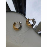 Two Tone Thick Hoop Earrings for Women Stainless Steel Huggie Earring