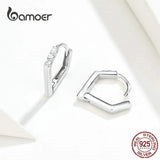 V Shape Hoop Earrings Hiphop Silver Earrings for Women Men 925 Sterling Silver