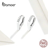 V Shape Hoop Earrings Hiphop Silver Earrings for Women Men 925 Sterling Silver