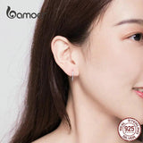 V Shape Hoop Earrings Hiphop Silver Earrings for Women Men 925 Sterling Silver