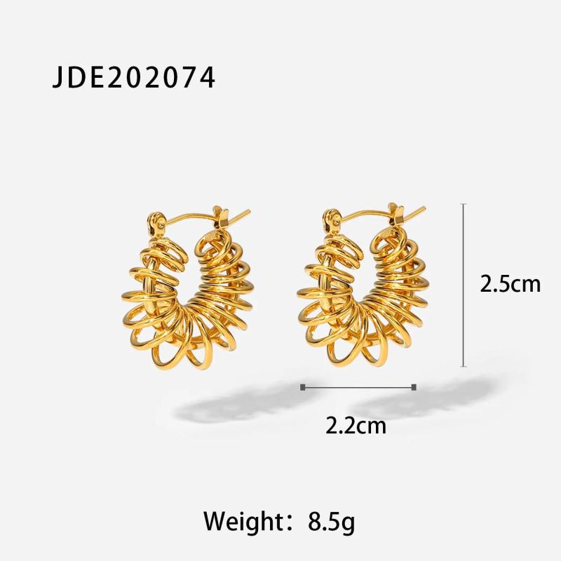 18K Plated Stainless Steel Hollow Hoop Earrings
