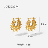 18K Plated Stainless Steel Hollow Hoop Earrings