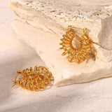 18K Plated Stainless Steel Hollow Hoop Earrings
