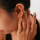 18K Plated Stainless Steel Hollow Hoop Earrings