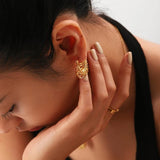 18K Plated Stainless Steel Hollow Hoop Earrings
