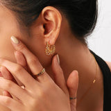 18K Plated Stainless Steel Hollow Hoop Earrings