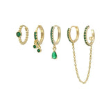 Boako S925 Silver Water Drop Earring Set Tassel Hoop Piercing