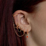 Boako S925 Silver Water Drop Earring Set Tassel Hoop Piercing