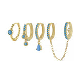 Boako S925 Silver Water Drop Earring Set Tassel Hoop Piercing