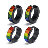 Stainless Steel Rainbow Earrings Earclip Gay Pride Jewelry