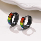 Stainless Steel Rainbow Earrings Earclip Gay Pride Jewelry