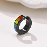 Stainless Steel Rainbow Earrings Earclip Gay Pride Jewelry