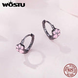 Sterling Silver Pink Cat Claw Hoop Earrings Animal Drop Ear Clips