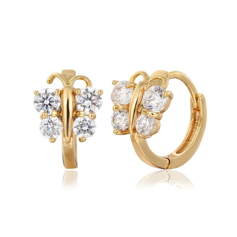 Butterfly CZ Small Loop Hoop Earrings For Girls