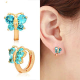 Butterfly CZ Small Loop Hoop Earrings For Girls