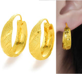 24K Circle Round Hoop Earrings for Women's Statement Gold Charm Earrings