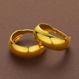 24K Circle Round Hoop Earrings for Women's Statement Gold Charm Earrings