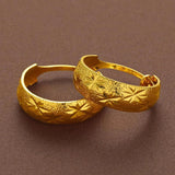 24K Circle Round Hoop Earrings for Women's Statement Gold Charm Earrings