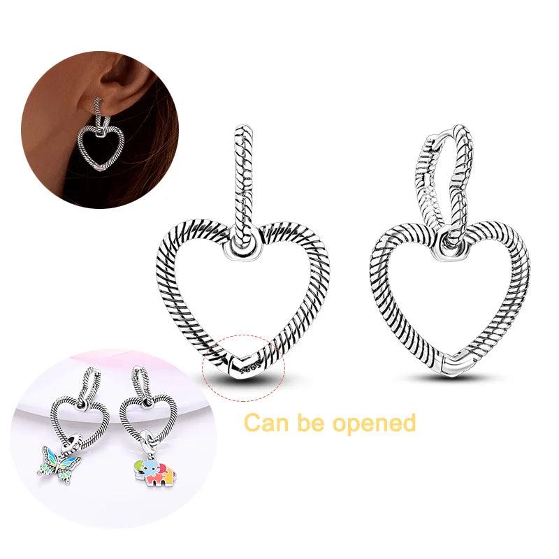 Sparkling Galaxy Star Moon Zircon Hoop Earrings 925 Silver