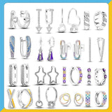 Sparkling Galaxy Star Moon Zircon Hoop Earrings 925 Silver