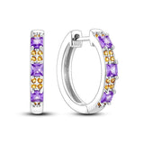 Sparkling Galaxy Star Moon Zircon Hoop Earrings 925 Silver