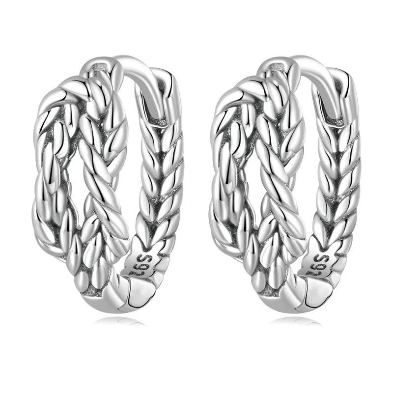 925 Silver Vintage Double Layer Hoop Earrings Retro Knot Ear Classic