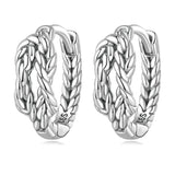 925 Silver Vintage Double Layer Hoop Earrings Retro Knot Ear Classic