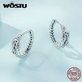 925 Silver Vintage Double Layer Hoop Earrings Retro Knot Ear Classic