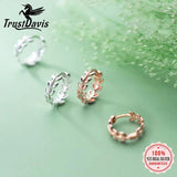 TrustDavis 925 Sterling Silver Hoop Earrings Wedding Party Leaf Earrings