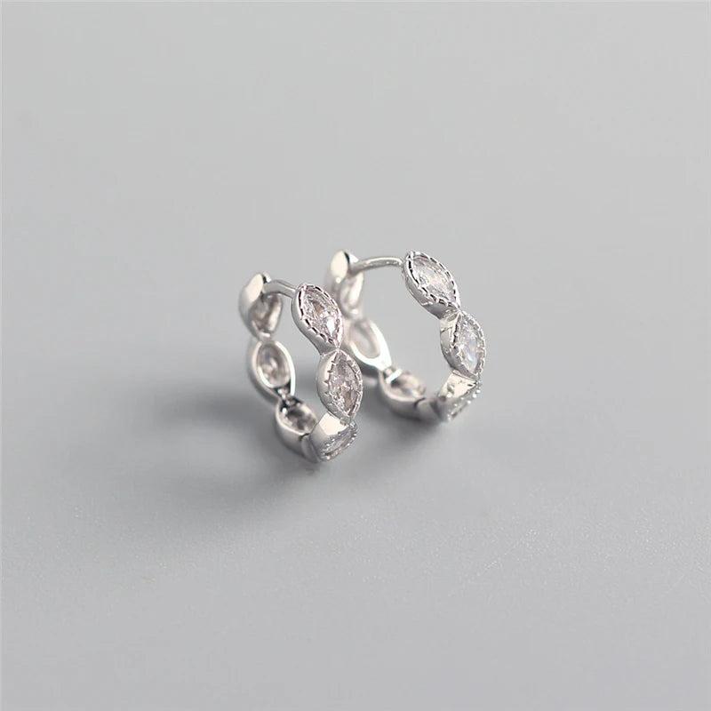 925 Silver Crystal Zircon Hoop Earrings Vintage Punk Jewelry