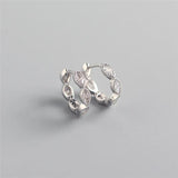 925 Silver Crystal Zircon Hoop Earrings Vintage Punk Jewelry