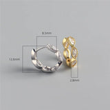 925 Silver Crystal Zircon Hoop Earrings Vintage Punk Jewelry