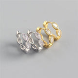 925 Silver Crystal Zircon Hoop Earrings Vintage Punk Jewelry