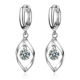 925 Silver Smart Zircon Leaf Earrings Charm Jewelry