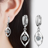 925 Silver Smart Zircon Leaf Earrings Charm Jewelry