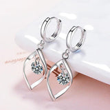 925 Silver Smart Zircon Leaf Earrings Charm Jewelry