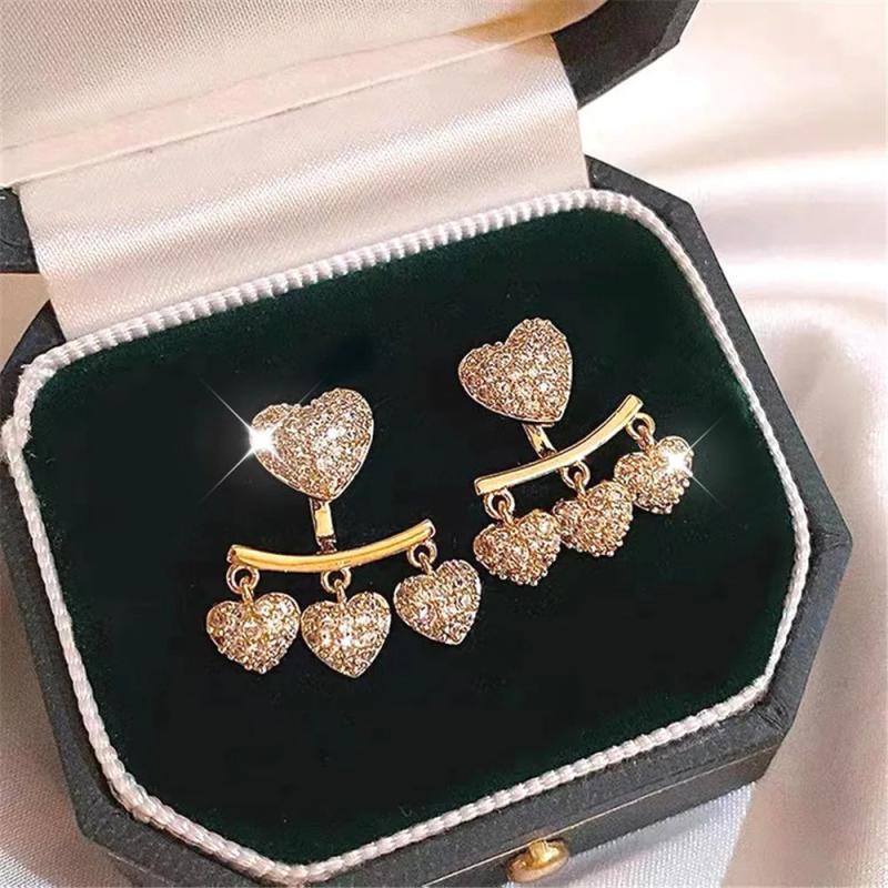 Zircon Love Earrings Sweet Versatile Banquet Accessories