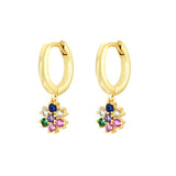 925 Silver Crystal Hoop Earrings Rainbow Zircon Circle Huggie Jewelry
