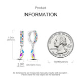Colorful CZ Indian Feather Earrings Hoop Silver Party Gift for Mom