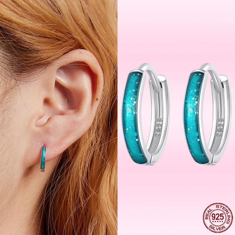 925 Silver Colorful Circle Earrings for Women S925 Fine Jewelry