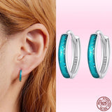 925 Silver Colorful Circle Earrings for Women S925 Fine Jewelry