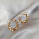 Bohemian Beads Stainless Steel 35mm Hoop Earrings