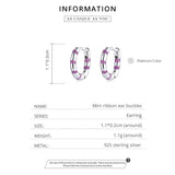 Rainbow Ribbon Mini Hoop Earrings 925 Sterling Silver Women's Jewelry
